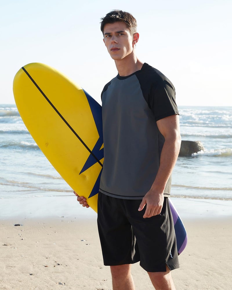 VAYAGER Men's Swim Shirts Rash Guard UPF 50+ T Shirts Quick Dry Loose Fit Water Surfing Shirt(Gray-M) - Image 4